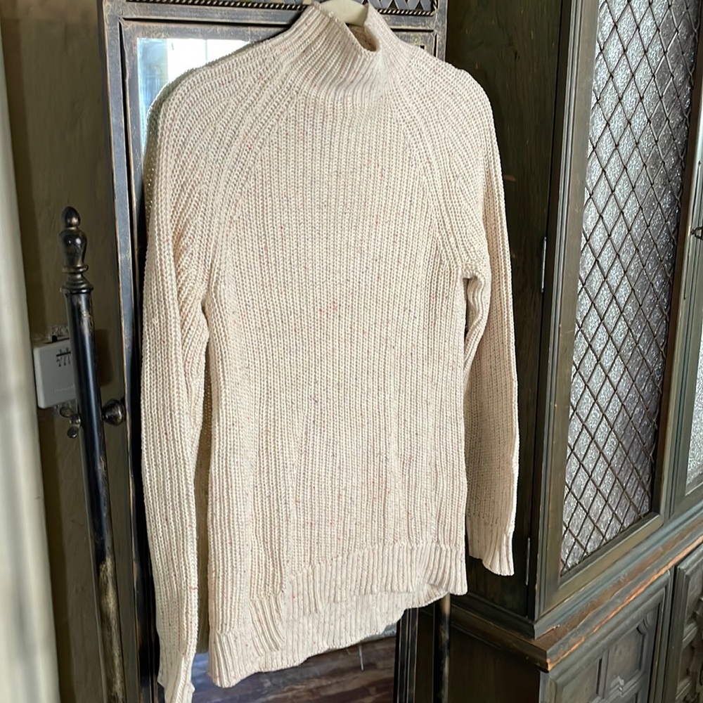 Neutral High Low Mock Neck Sweater - SZ S